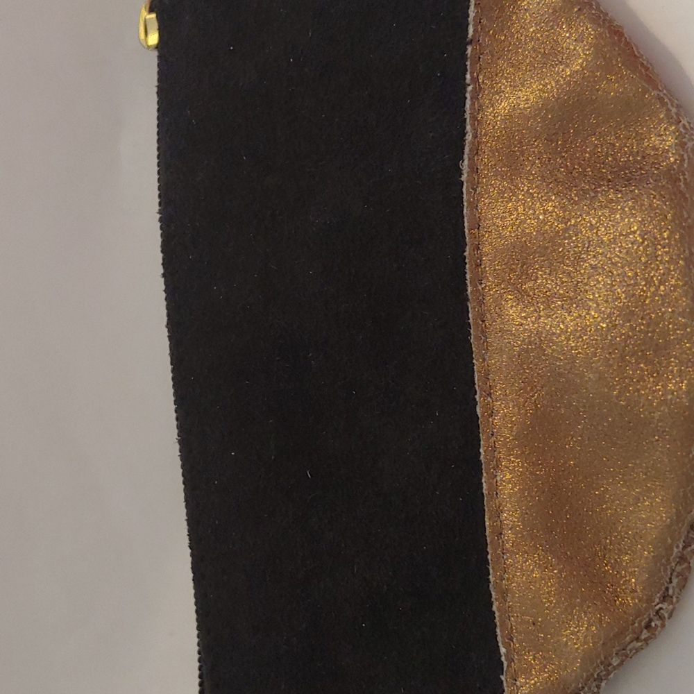 Pouch Black Gold suede makeup bag pouch